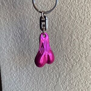 Pink Metallic Bull Balls Keychain